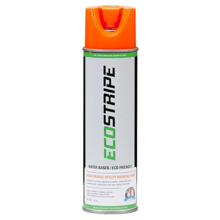 One Shot 1 Shot Eco Stripe Water Based Utility Marking Paint 180Z Fluorescent Orange By Bare Ground 1S-UMP